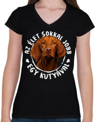 printfashion Magyar Vizsla - Női V-nyakú póló - Fekete (5438887)