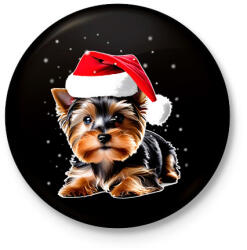 printfashion Yorkie kutyus a hóban - Kitűző, hűtőmágnes - Fekete (15214806)