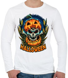 printfashion Halloween tökös koponya csontváz - Férfi hosszú ujjú póló - Fehér (9453689)