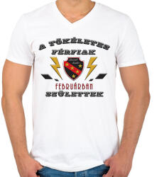 printfashion Tökéletes férfi február - Férfi V-nyakú póló - Fehér (2719917)