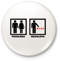 printfashion VW Problem Solved - Kitűző, hűtőmágnes - Fehér (3081121)