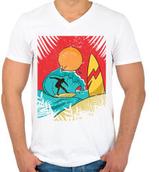 printfashion Szörfös - Férfi V-nyakú póló - Fehér (6350660)