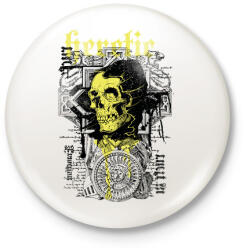 printfashion skull - Kitűző, hűtőmágnes - Fehér (4667649)