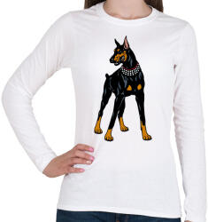 printfashion Doberman - Női hosszú ujjú póló - Fehér (5419084)