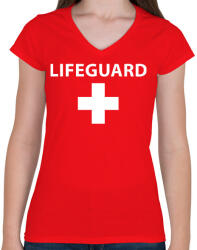 printfashion Lifeguard - Női V-nyakú póló - Piros (10467177)