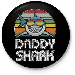 printfashion Daddy shark - Kitűző, hűtőmágnes - Fekete (3095966)