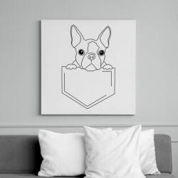 printfashion Rajzolt Boston terrier zsebben - Vászonkép - Fehér (7098077)