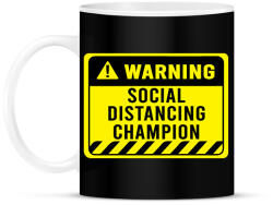 printfashion Social Distancing Champion Warning - Bögre - Fekete (2545857)