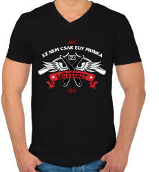 printfashion Nem csak egy munka - Férfi V-nyakú póló - Fekete (9120665)