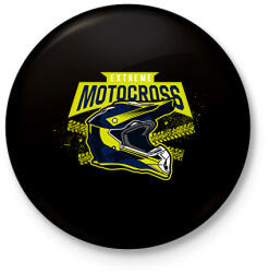 printfashion Motocross sisak - Kitűző, hűtőmágnes - Fekete (13736562)