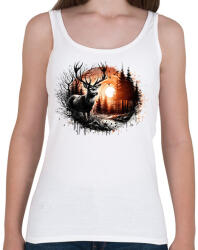 printfashion Szarvas - erdei naplemente - ajándék vadászoknak - Női atléta - Fehér (15373554)