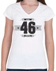printfashion b-day-46-dark-lightgrey - Női V-nyakú póló - Fehér (511882)