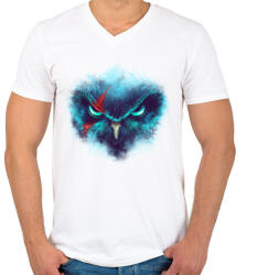 printfashion Harcos bagoly - Férfi V-nyakú póló - Fehér (386291)