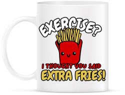 printfashion Exercise? I thought you said extra fries! - Bögre - Fehér (16780203)