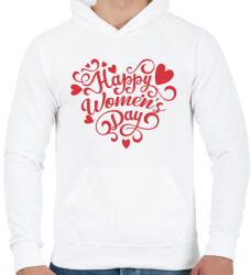 printfashion Happy Women's Day heart - Férfi kapucnis pulóver - Fehér (12634773)
