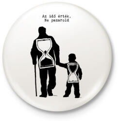 printfashion Az idő érték, ne pazarold - Kitűző, hűtőmágnes - Fehér (3081384)