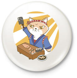 printfashion Sushi mester - Kitűző, hűtőmágnes - Fehér (6147962)