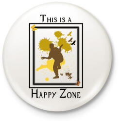 printfashion happy zone - Kitűző, hűtőmágnes - Fehér (7001422)