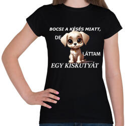 printfashion láttam egy kiskutyát - Női póló - Fekete (15319005)