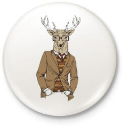 printfashion Hipster Deer - Kitűző, hűtőmágnes - Fehér (3079077)