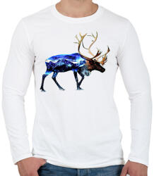 printfashion Rénszarvasban a téli táj - Férfi hosszú ujjú póló - Fehér (2060586)