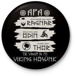 printfashion Viking apa - Kitűző, hűtőmágnes - Fekete (15514758)
