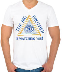 printfashion The big brother is watching you! - Férfi V-nyakú póló - Fehér (7012400)