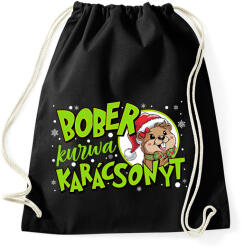 printfashion Karácsony Bober xmas - Sportzsák, Tornazsák - Fekete (16847205)