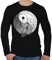 printfashion Bagoly jin jang - Férfi hosszú ujjú póló - Fekete (13826577)