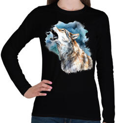 printfashion Farkas - Női hosszú ujjú póló - Fekete (16518077)
