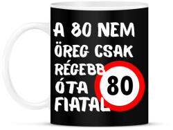 printfashion 80 éves (fehér) - Bögre - Fekete (16135068)