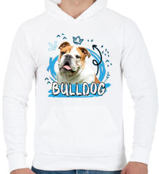 printfashion Bulldog firka - Férfi kapucnis pulóver - Fehér (11849231)