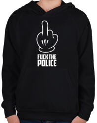 printfashion Fuck the police - Gyerek kapucnis pulóver - Fekete (1138270)