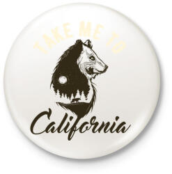 printfashion Medve 02 - Take me to California - Kitűző, hűtőmágnes - Fehér (4925124)