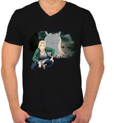 printfashion Tsunade - Férfi V-nyakú póló - Fekete (14252758)