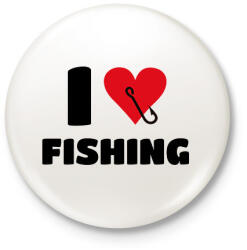 printfashion I love fishing - Kitűző, hűtőmágnes - Fehér (13623826)