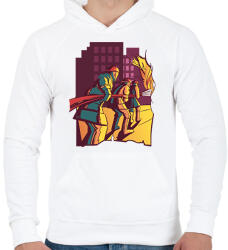 printfashion Tűzoltó - Férfi kapucnis pulóver - Fehér (6246635)