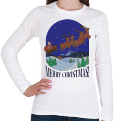 printfashion Karácsony télapó szánon - Női hosszú ujjú póló - Fehér (5648339)