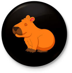 printfashion Capybara - Kitűző, hűtőmágnes - Fekete (13842518)