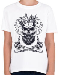 printfashion Vaper koponya - Gyerek póló - Fehér (2918690)