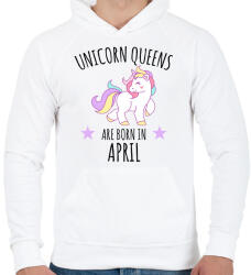 printfashion Unikornis királylányok születésnapja áprilisban - Férfi kapucnis pulóver - Fehér (1243994)