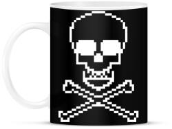 printfashion 8bit koponya - Bögre - Fekete (1171643)