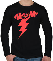 printfashion GYM villám - Férfi hosszú ujjú póló - Fekete (1899609)