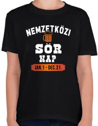 printfashion Nemzetközi sörnap - Fehér - Gyerek póló - Fekete (1580559)