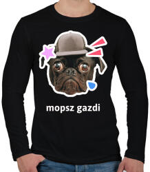 printfashion mopsz gazdi 2 - Férfi hosszú ujjú póló - Fekete (10898111)