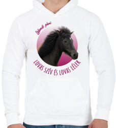 printfashion Lovas szív - Izlandi póni - Férfi kapucnis pulóver - Fehér (7193025)