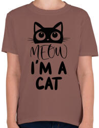printfashion Meow, I'm a cat - Gyerek póló - Mogyoróbarna (4284116)