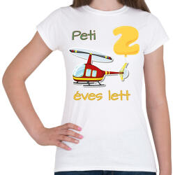 printfashion Piros helikopter - Névvel, számmal - Női póló - Fehér (6241873)