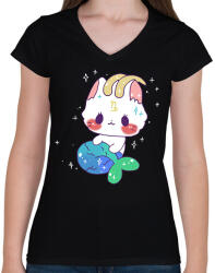 printfashion Horoszkóp-BAK - Női V-nyakú póló - Fekete (12710470)