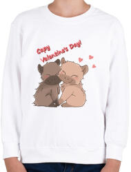 printfashion Valentin napi capybara - Gyerek pulóver - Fehér (15489709)